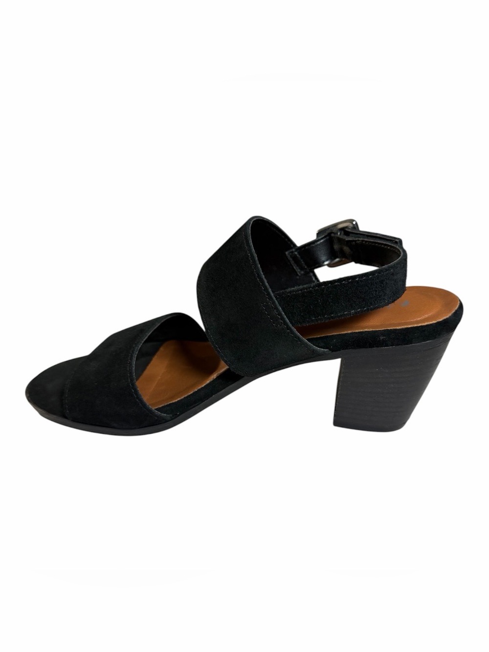 Mariela Made in Italy Black Suede Double Strap Block Heels Size 8